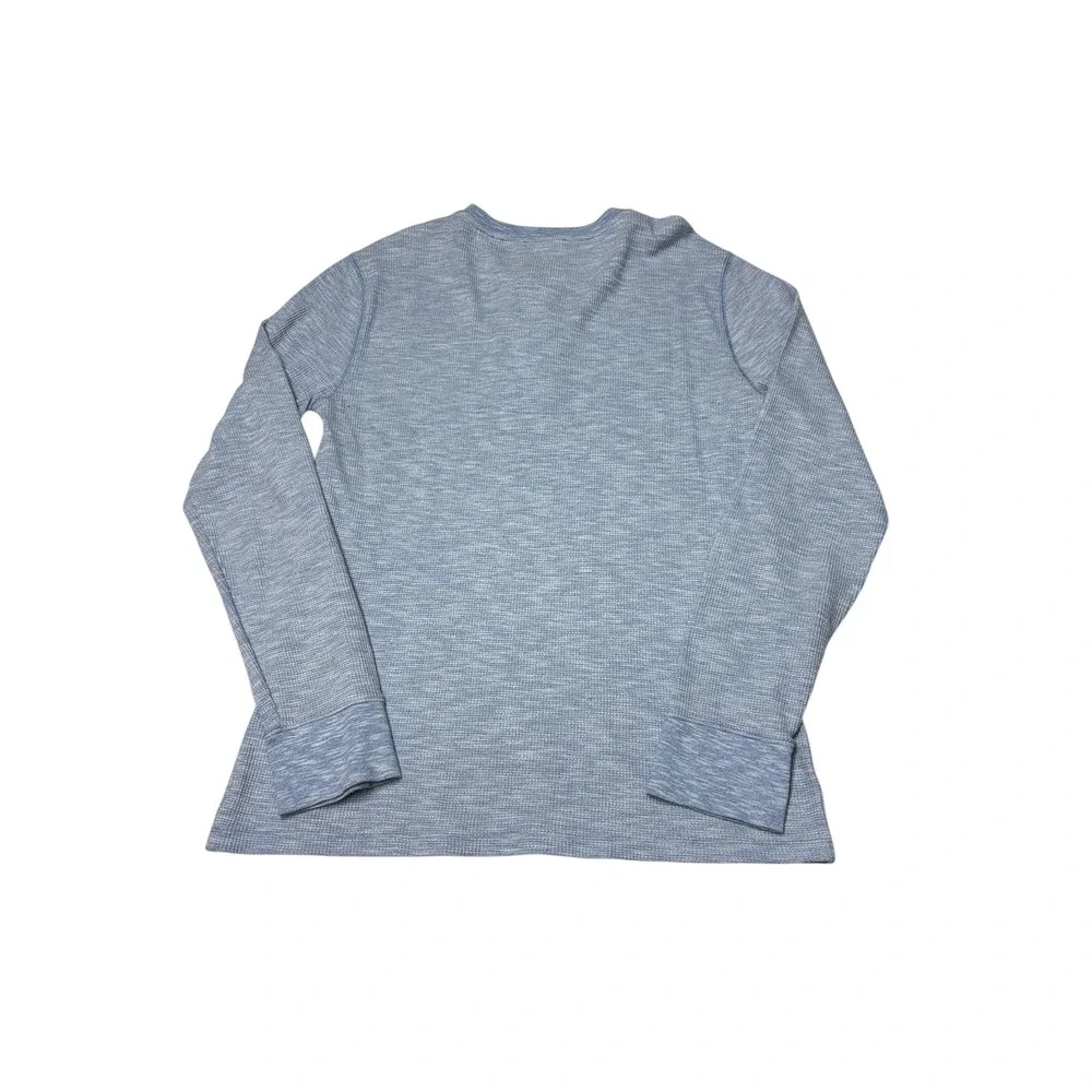Vince Mens Light Blue Space Dye Waffle Knit Henley Long Sleeve Shirt Size M